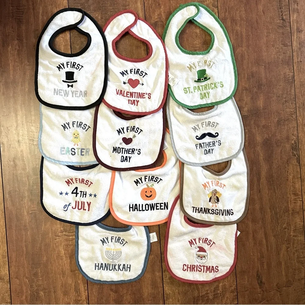 Set of 11 Holiday Baby Bibs